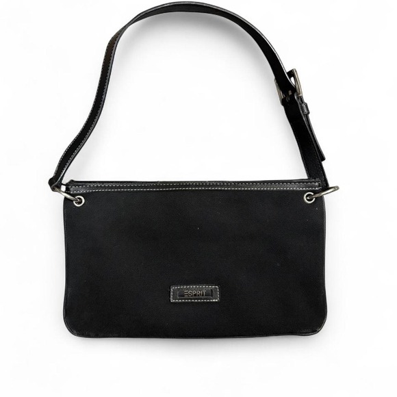 Esprit Black Canvas Baguette Shoulder Bag Y2K main image 2